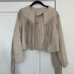 Zara Cropped Fringe Jacket